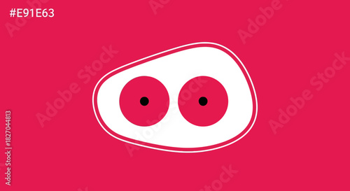 Minimalist cartoon pig face illustration on bright pink background, cartoon style design