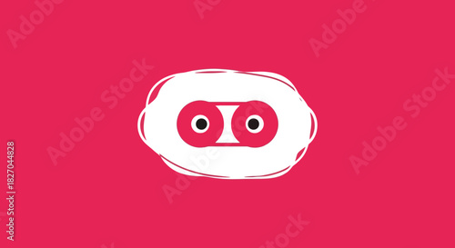 Creative vector illustration of a minimalist cassette tape design on pink background
