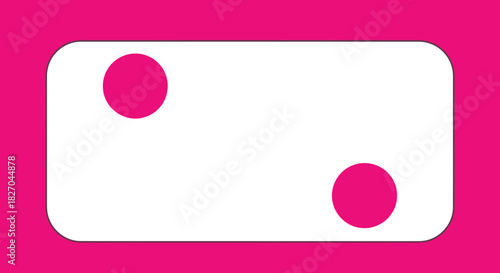 Minimalist abstract design with pink circles on a white rectangle creating a simple yet striking