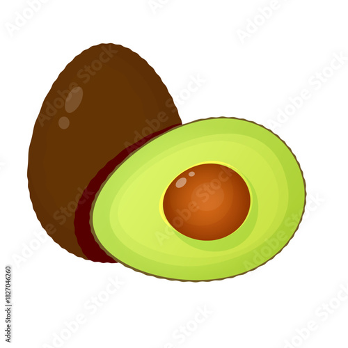 Whole avocado and halved avocado in a composition
