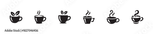 Coffee tea collection icon, vector collection of hot drink symbols, vector illustration EPS 10.