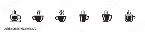 Coffee tea collection icon, vector collection of hot drink symbols, vector illustration EPS 10.