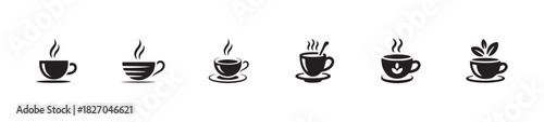 Cup icon vector set, tea cup collection symbol, hot drink icon, cup coffee with steam, vector illustration eps 10.