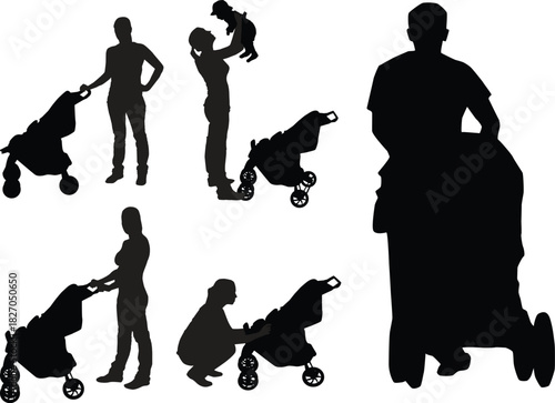 silhouettes of people walking