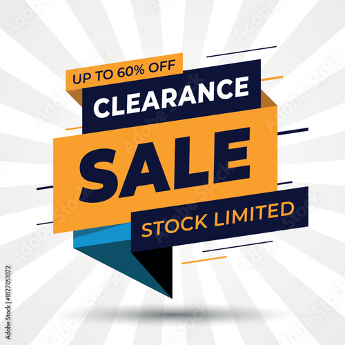 Dynamic Clearance sale banner design with 60% off