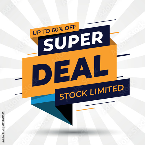 Vibrant Super Deal Promotion Banner with Up to 60% off
