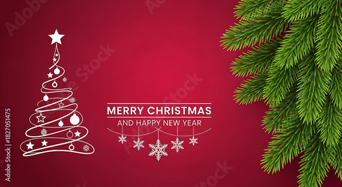 christmas greeting card with tree