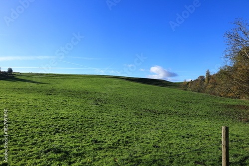 Schöne Landschaft mit Wiesen und Felder im Mittelrheintal beiOsterspai