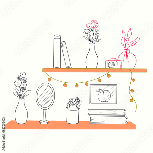 vector illustration of a table with flowers