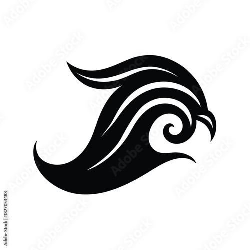 Black abstract tribal wave silhouette logo created for surf and ocean themed branding Vector illustration