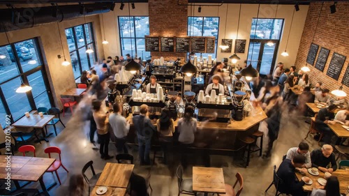 Busy Restaurant Scene - A Vibrant Hub of Social Interaction and Culinary Delights.