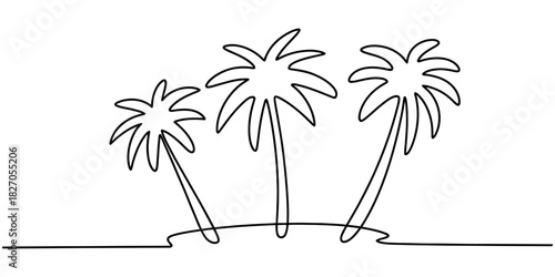 Continuous one-line palm trees Vector, illustration