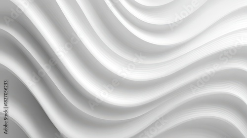 Fototapeta Naklejka Na Ścianę i Meble -  Minimalist Wavy Surface. Modern 3D Abstract Concept on Blank White Background with Black Accents and Copyscape