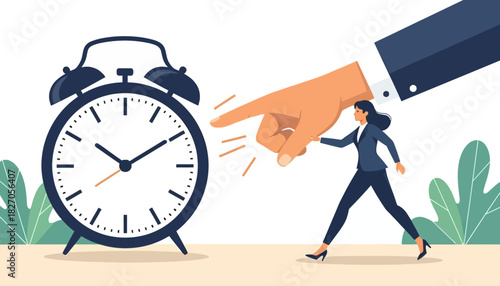 Strategic time management female professional controlling deadlines under business pressure and urgency