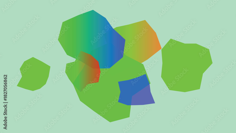 Obraz premium Abstract Green Blob Shapes with Rainbow Gradient Design