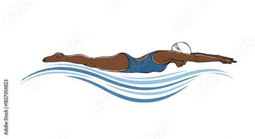 Female Swimmer Dive – Vector Illustration