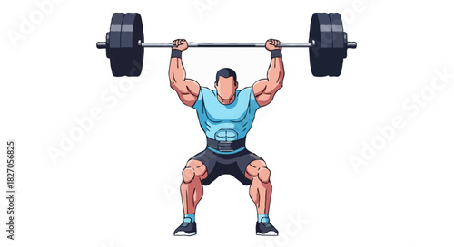 Crossfit Weightlifting Pose – Vector Illustration