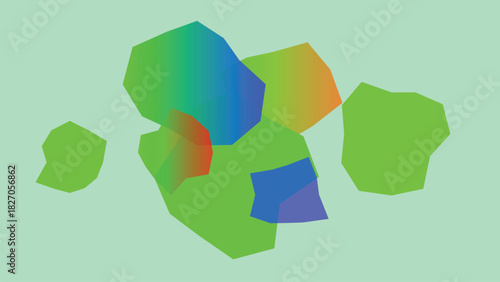 Abstract Green Blob Shapes with Rainbow Gradient Design