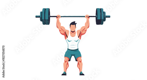 Crossfit Weightlifting Pose – Vector Illustration