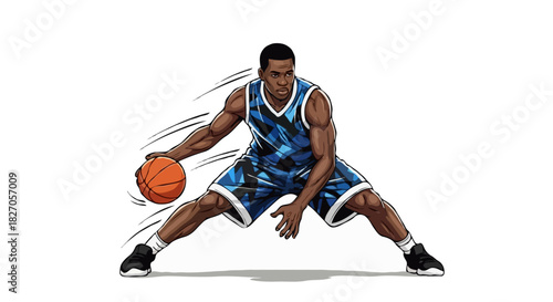 Male Basketball Dribbling – Vector Illustration