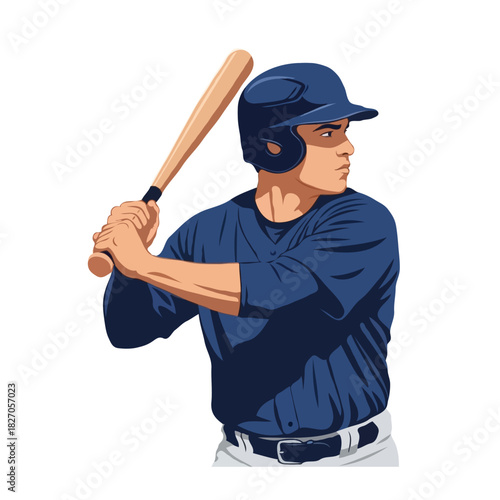 Baseball Batter Ready – Vector Illustration