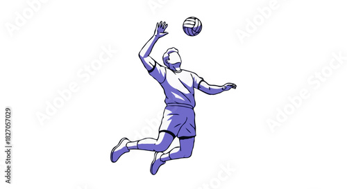 Volleyball Spike Pose – Vector Illustration