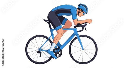 Cyclist on Race Bike – Vector Illustration