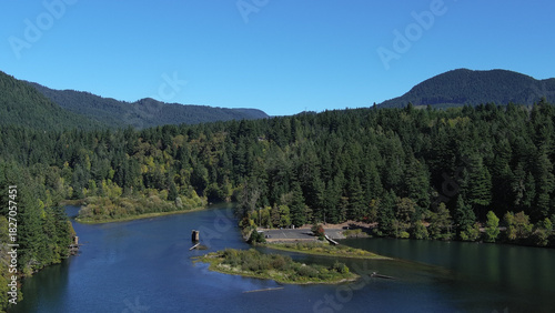 View of a park form a drone along the seahore,Aerila view