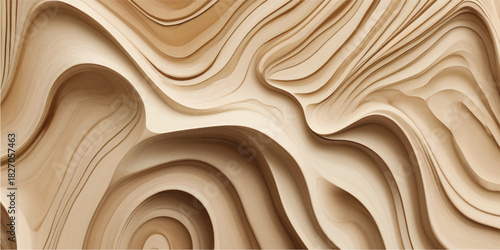 High-Resolution Organic Wood Flow Texture with Deep 3D Layer Waves and Natural Curved Grain Details