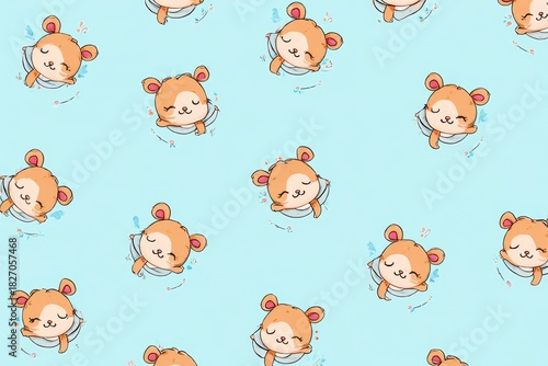 Cute Cartoon Hamster Pattern - Seamless Illustration for Kids Design