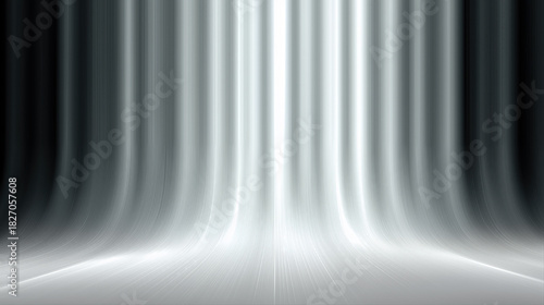 Abstract white light curtain background flowing vertical streaks for futuristic technology and presentation design