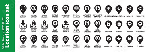 Location icon set. map pointer symbol collection. navigation markers, direction sign vector