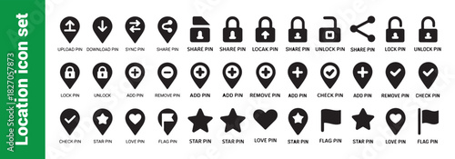 Location icon set. map pointer symbol collection. navigation markers, direction sign vector