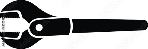 Silhouette of a adjustable wrench tool on white background