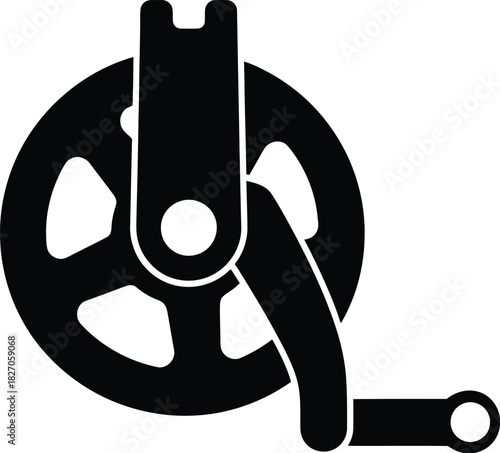Bicycle crankset and pedal black and white icon