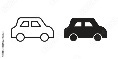 Car side view icon flat simple icon. Liner version - stock vector.