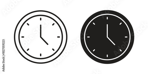 Clock icon flat simple icon. Liner version - stock vector.