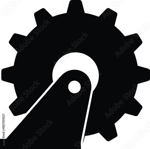 Gear and lever silhouette for industrial or mechanical design