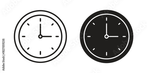 Clock icon flat simple icon. Liner version - stock vector.