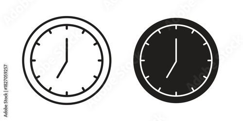 Clock seven icon flat simple icon. Liner version - stock vector.