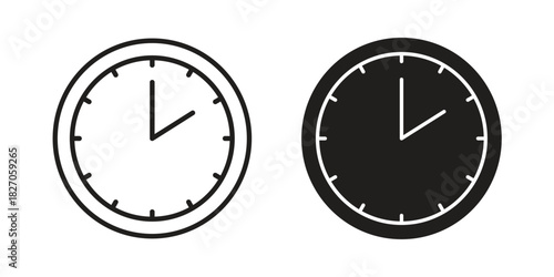 Clock two icon flat simple icon. Liner version - stock vector.