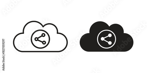 Cloud share icon flat simple icon. Liner version - stock vector.