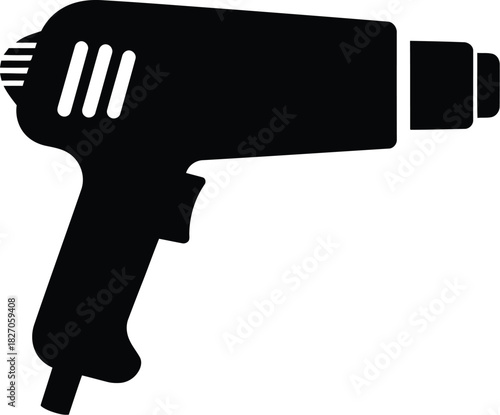 Black and white heat gun tool silhouette illustration