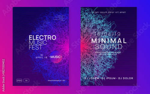 Party Event. Dj Trance Element. Concert Cover. Violet Techno Set. Nightclub Beat Illustration. Fest Poster. Blue Sound Flyer. Green Party Event