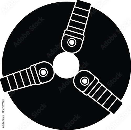 Lathe chuck icon black and white vector illustration