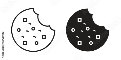 Cookie icon flat simple icon. Liner version - stock vector.