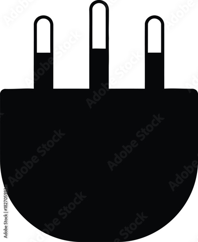 Black electrical plug icon on white background
