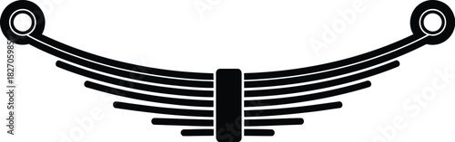 Leaf spring suspension system black and white illustration