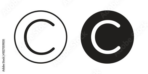 Copyright icon flat simple icon. Liner version - stock vector.