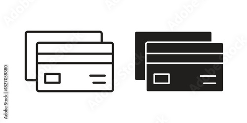 Credit card icon flat simple icon. Liner version - stock vector.